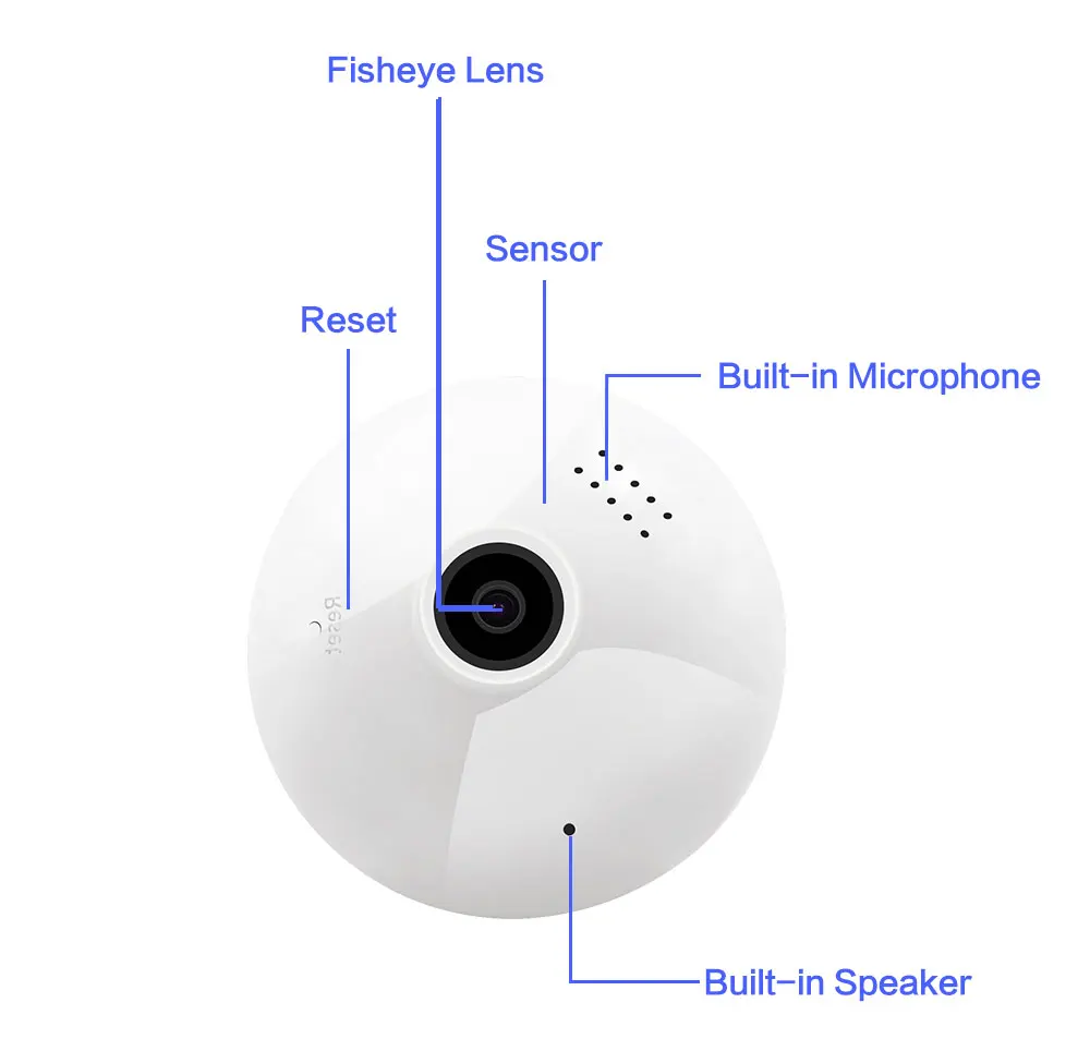 SDETER 2MP 360 градусов Беспроводная ip-камера Wifi лампа ИК-светильник рыбий глаз панорамная домашняя камера безопасности 2 способа аудио P2P до 128GB