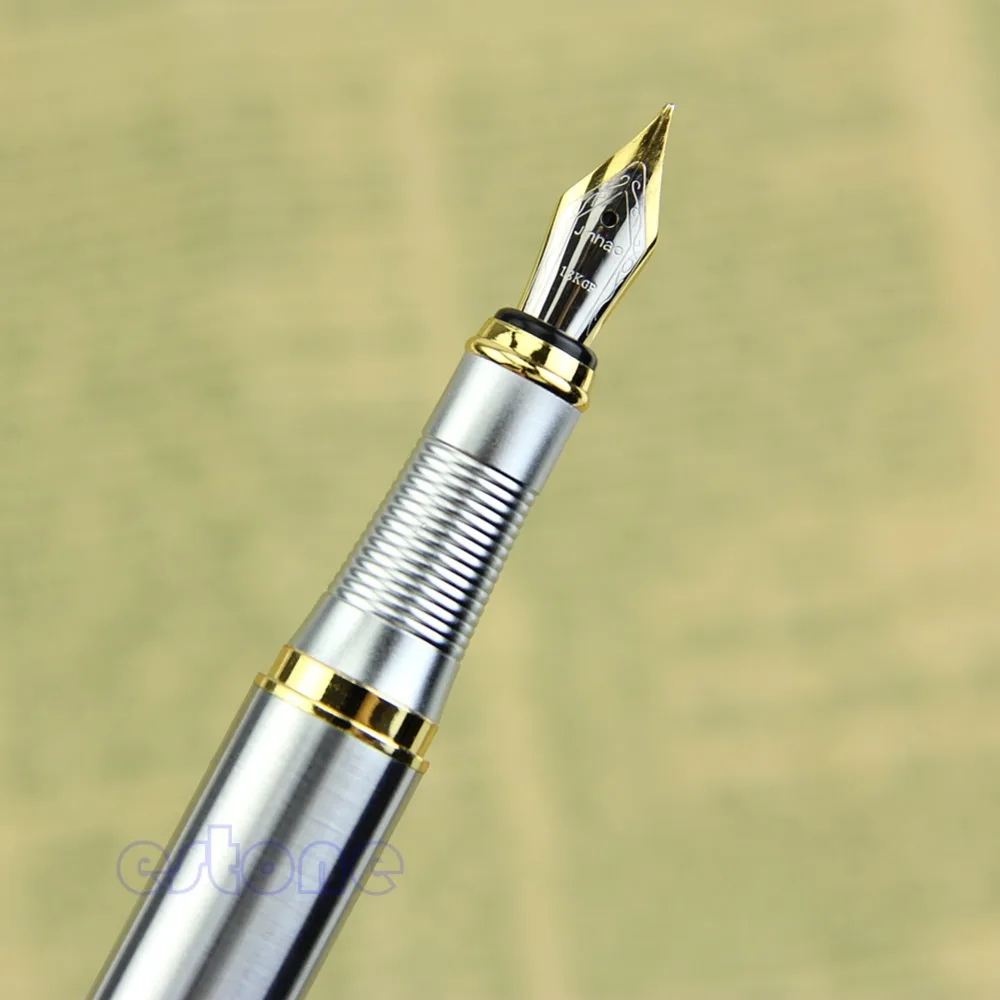 Шикарный Jinhao 250 авторучка золотой и серебряный M перо