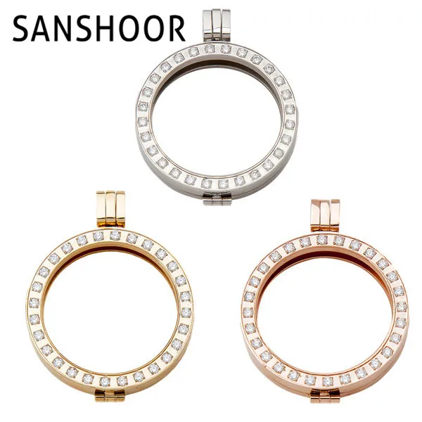 SANSHOOR Frame With Pave Crystal Coin Fit For 33MM Coin 10pcs/lot