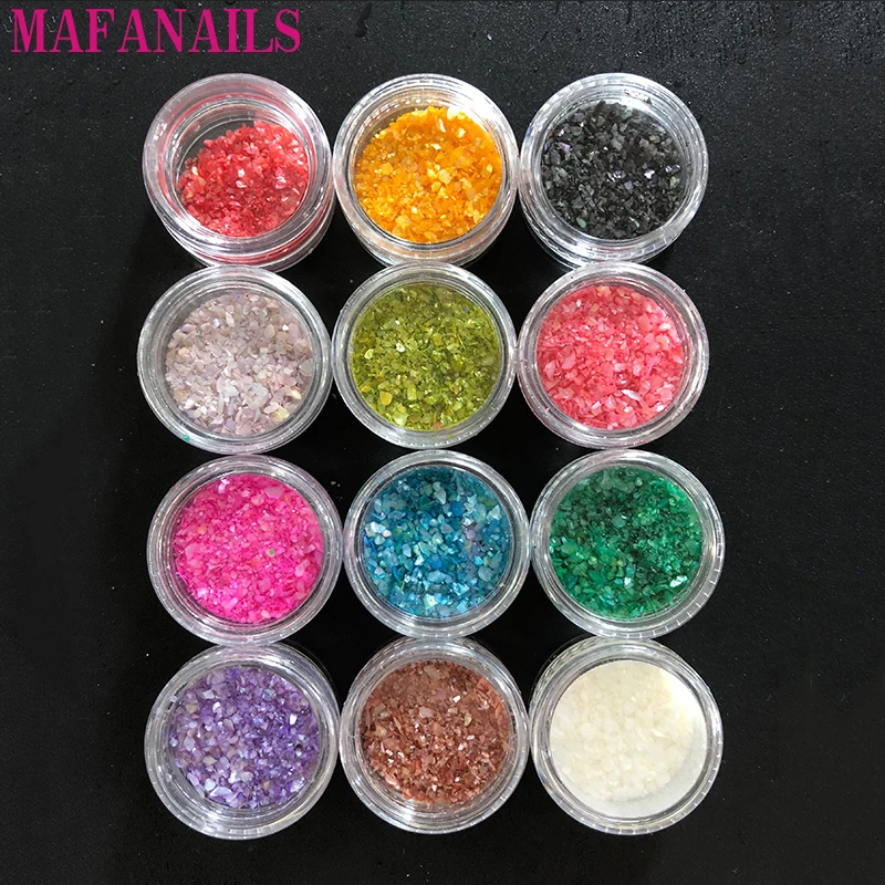 12 pots Nails Abalone оболочка фрагменты текстура натуральный морской Корпус 3d наклейка