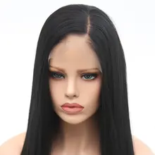 Bombshell 13*6 большой синтетический кружевной передний парик прямые Термостойкие волокна волос естественная линия волос боковая часть для женщин девушек