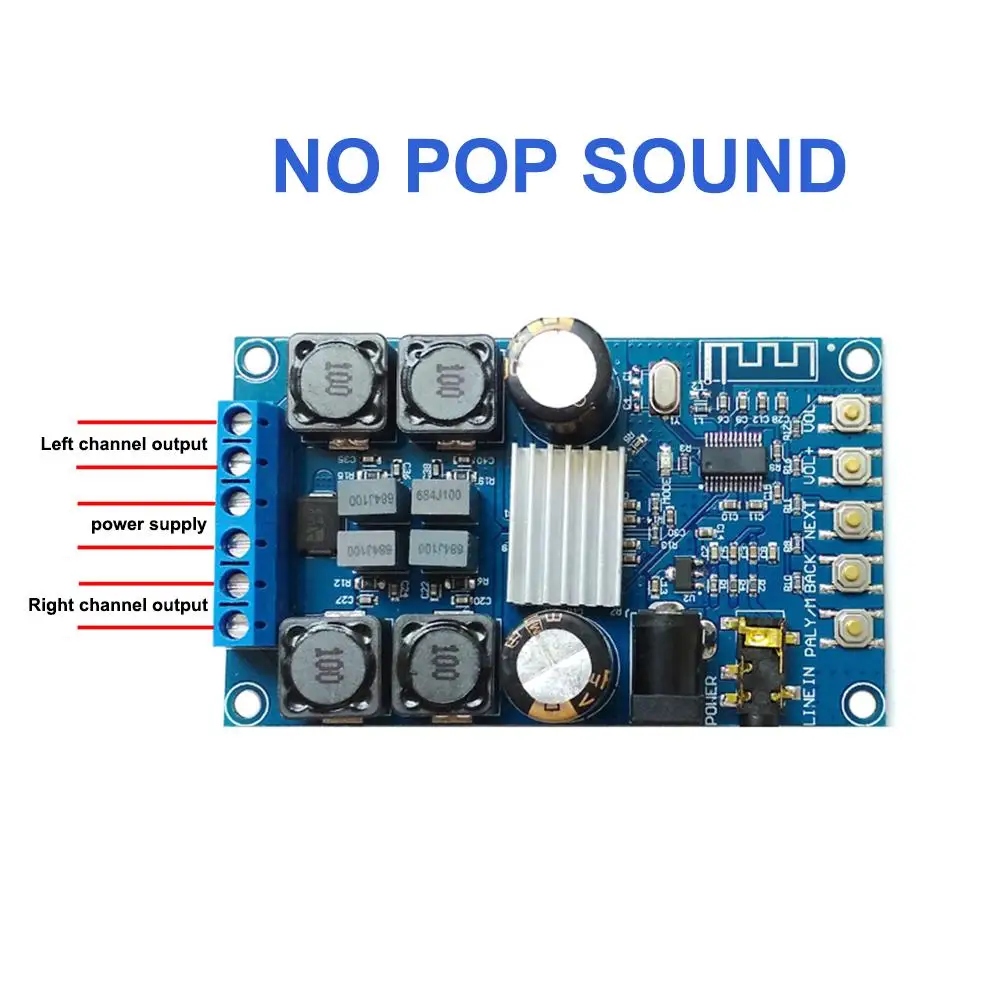 Bluetooth цифровой усилитель мощности двухканальный 50 Вт* 2 аудио усилитель доска без поп звука с оболочкой
