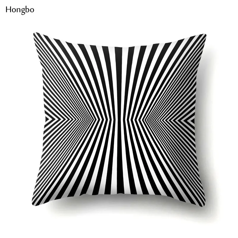 Hongbo Подушка с геометрическим рисунком чехол абстрактная черно-белая полосатая точечная сетка Геометрическая художественная наволочка almohada - Цвет: 11