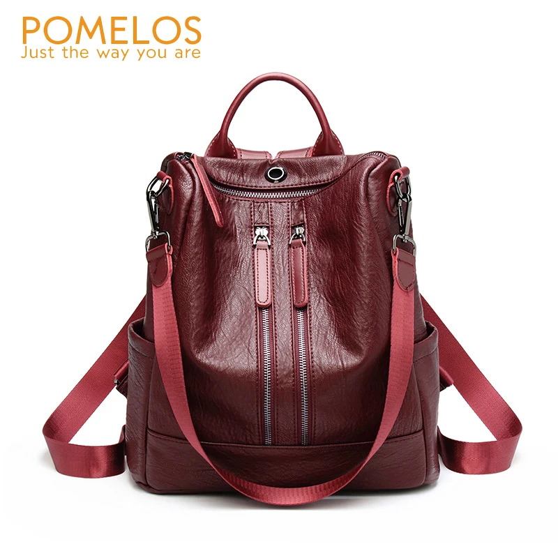 

POMELOS Women Backpack Designer Brand 2018 Leather Backpack PU Ladies Backpacks School Bags For Teenage Girls Multifunction Bag