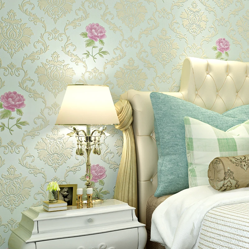Buy 3D Pastoral Damascus Floral Wallpaper Non woven