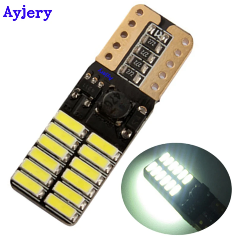 Ayjery Canbus 100-300 шт Чрезвычайно Яркий 24 светодиодный 4014 24 SMD 194 168 2825 W5W T10 Canbus прозрачная лампа 12 V белый автомобиль светодиодный свет