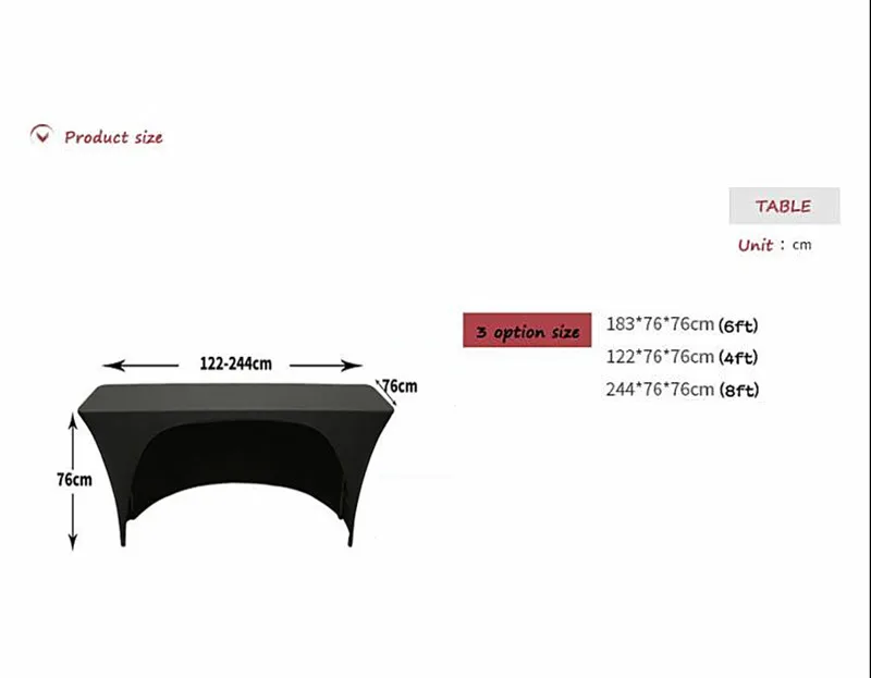 Растягивающийся чехол для стола из спандекса на 4 фута прямоугольные столы, 4" Длина x 30" Ширина x 3" подходящая скатерть для стандартной складки