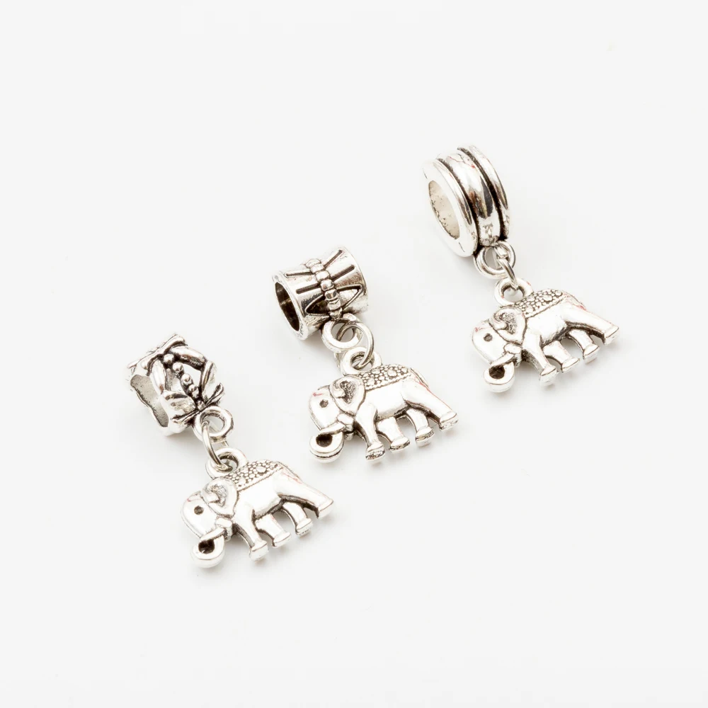 

10pcs Elephant European Bead Vintage Silver Charms fit for pandora style Bracelets Necklace DIY Metal Jewelry Making JA600040