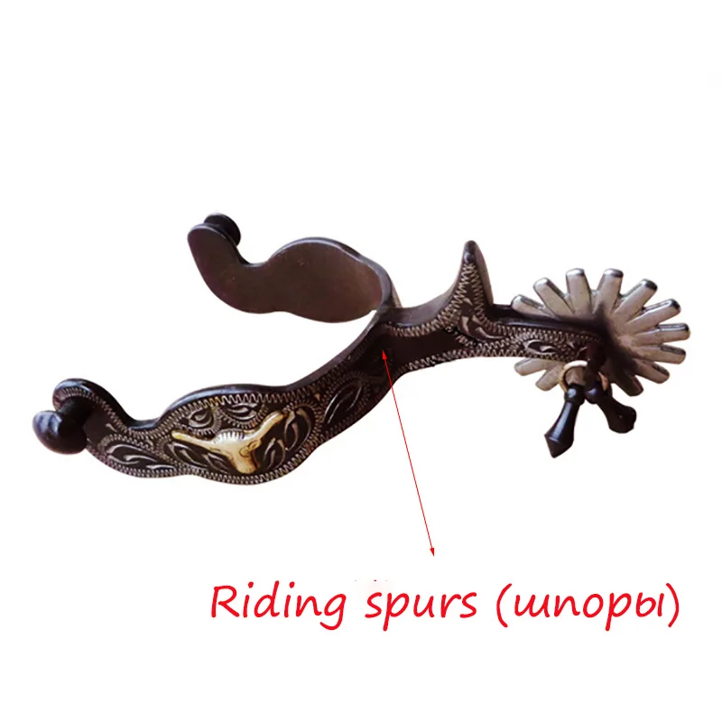

Riding Spurs Leather Strap Horse Riding Antique Western Hand Carved Spur Decorative Riding Boots Horse Racing Equipment Cavalo