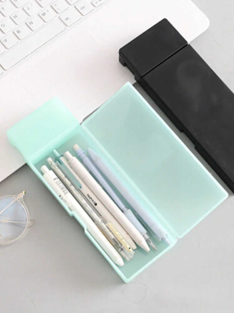 

3 color Simple transparent pencil case pencil box Plastic storage box Learning stationery Office Supplies