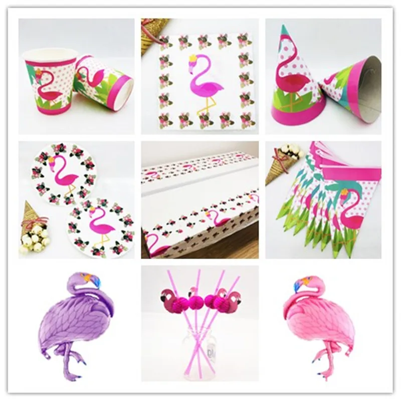

Flamingos Birthday Party Decorations Tableware Flag Cup Plates Tablecloth Straws Kids Event Flamingos Party Decoration Favors
