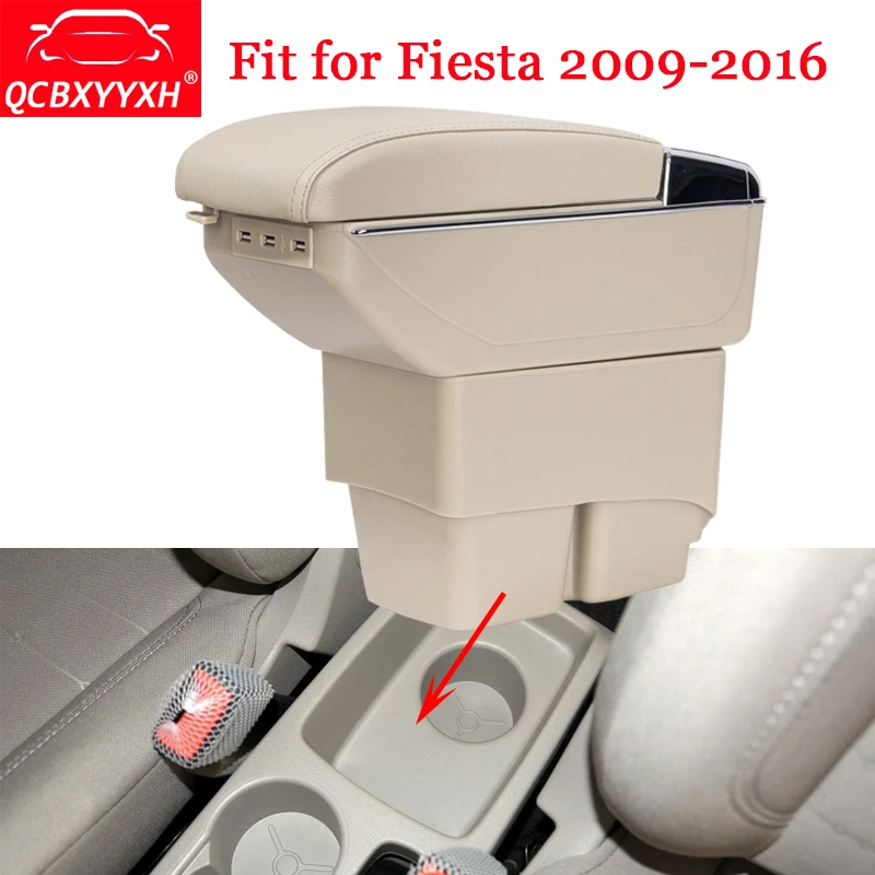 

QCBXYYXH ABS Car-Styling Car Armrest Box Center Console Storage Box Holder Case New Auto Accessories For Ford Fiesta 2009-2016