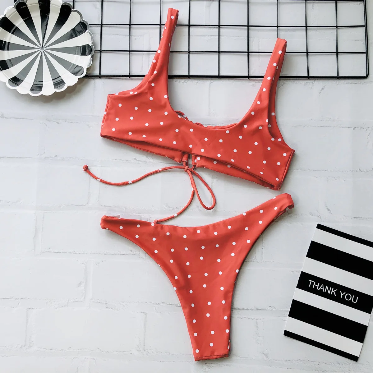 Vigorashely Sexy Dot String Bikini Set Women Buckle Swimsuit Female Push Up Swimwear Brazilian Bikini Bathing Suit