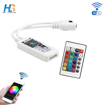 

WiFi Mini RGB Controller DC 12V With 24 Key IR Remote Controller For 5050 RGB LED Strip led tape ribbon Smart Phone APP Control
