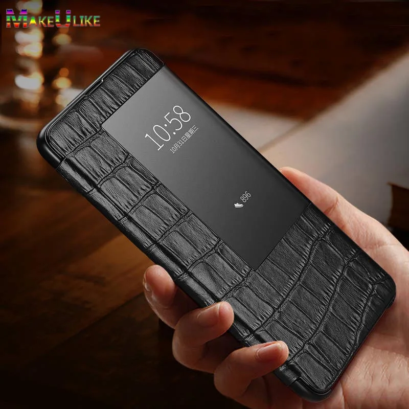 

MAKEULIKE Smart Case for Huawei Mate 20 Pro Flip Cover Genuine Leather View Case for Huawei Mate 20 20Pro Cover