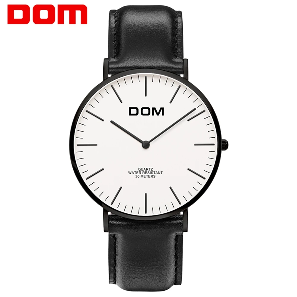 

DOM Watch Men's Top Brand Luxury Quartz Watch Casual Quartz Watch Leather Mesh Strap Ultra-thin Clock Male Relog M-36BL-7M