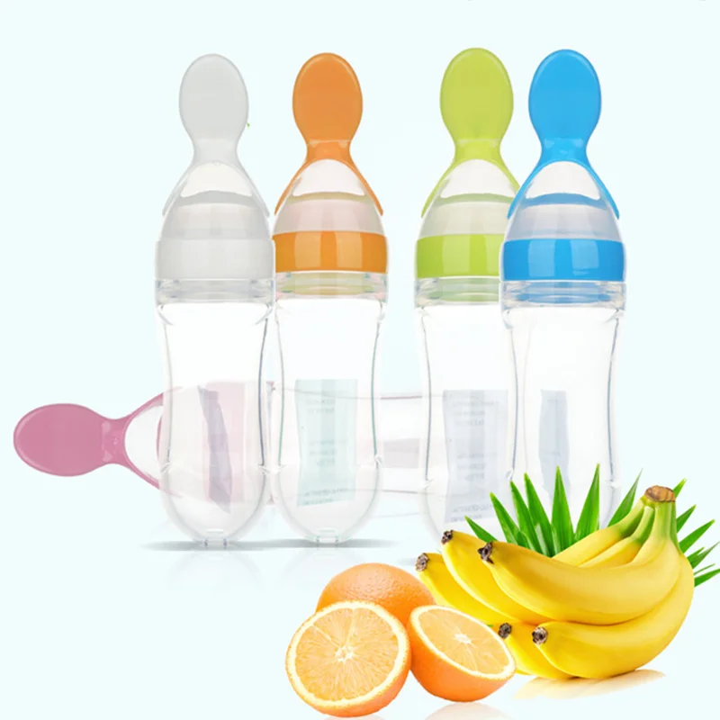 90ml Baby Toddler Food Cereal Bottle Feeding Spoon Infant Food Liquid