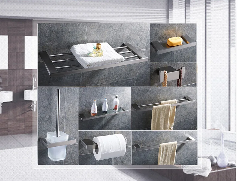 304 квадратная ванная из нержавеющей стали, набор оборудования для настенного монтажа, аксессуары для ванной комнаты, подвесные продукты для современной установки ванной комнаты