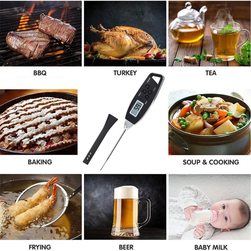 Digital Food Cooking Thermometer Instant Read Meat Thermometer For Kitchen BBQ Practical Wear-resistant Durable Tool C0413#30   07