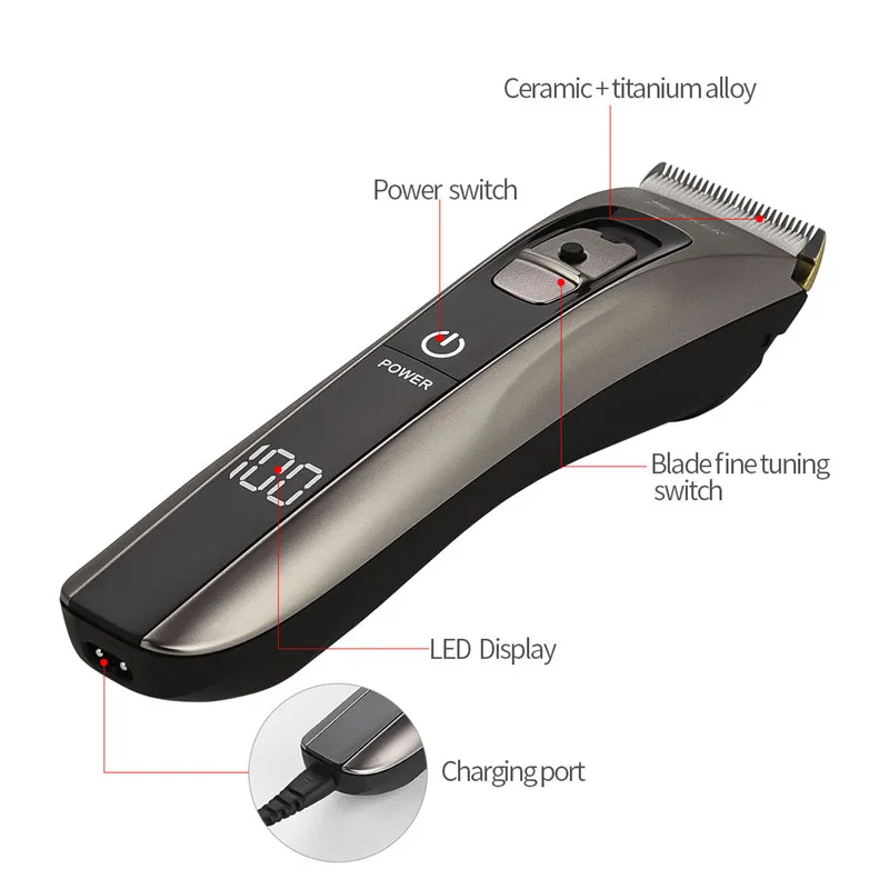 Billig Keramik Titan Legierung Klinge Haar Trimmer Clipper USB Aufladbare Elektro Rasierer Bart Rasierer Trimer Mit LED Digital Display