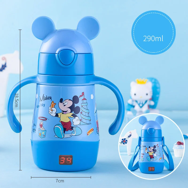 Disney детская соломенная бутылка для воды из нержавеющей стали с ручкой на дисплей температуры воды бутылки