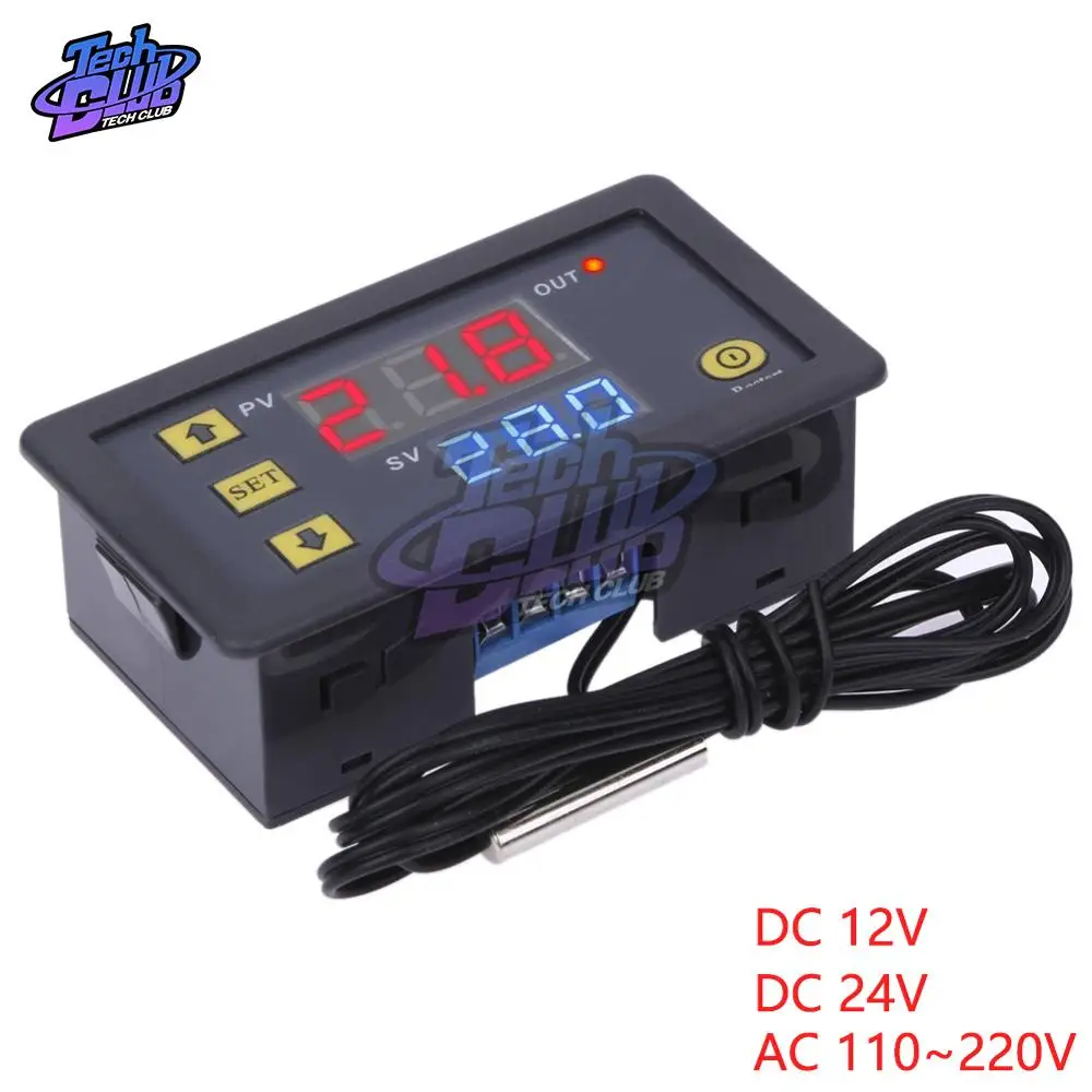 W3230 DC12V/24V AC110V-220V Digital Temperature Controller LED Display Thermostat With Heating/Cooling Control Instrument