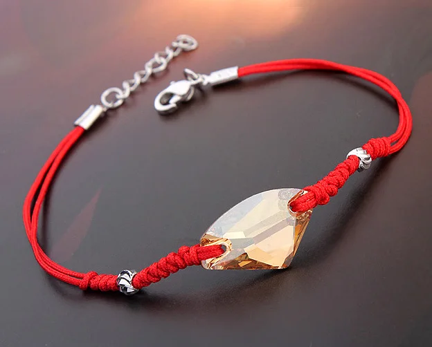 Оригинальный браслет SPCLUB с кристаллами Swarovski удача красная веревка