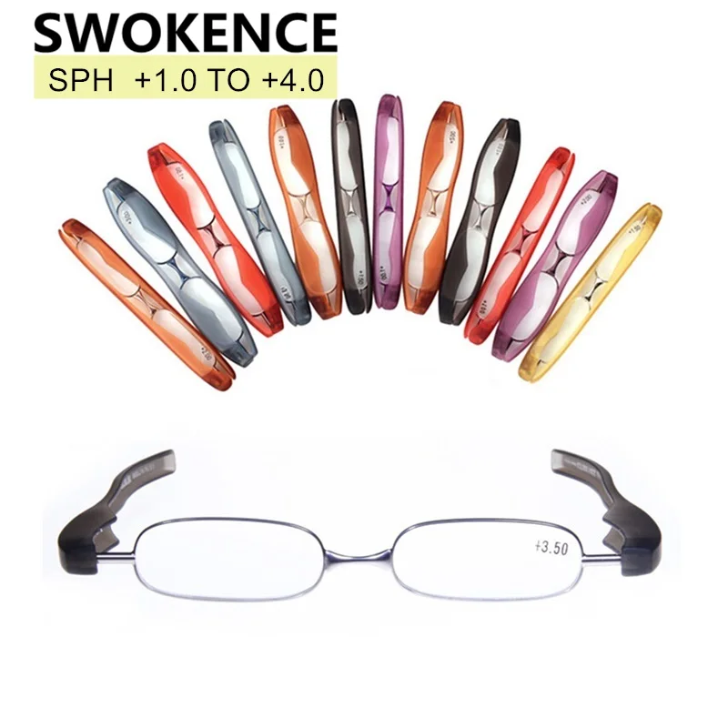 Бренд swokence для женщин и мужчин, складные очки для чтения, качественный светильник, тонкая Пресбиопия, дальнозоркость, патент, мини складной карманный считыватель R103
