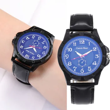 

Fashion Watch Men Women Fashion Blue Ray Glass Leather Strap 6 Colors Available Unixes Casual Quartz Wrist Watches relojes mujer
