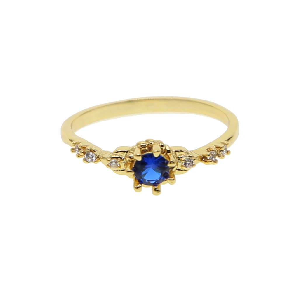 

small tiny thin band gold ring paved white blue cz minimal delicate wedding engagement ring