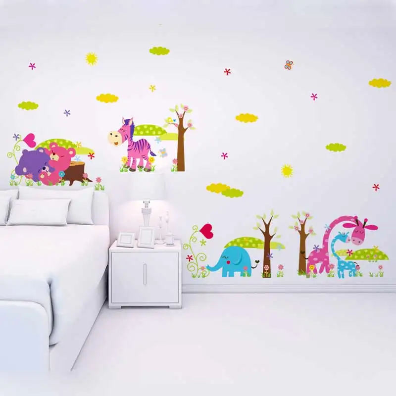forest animals removable wall stickers for kids decorative wall