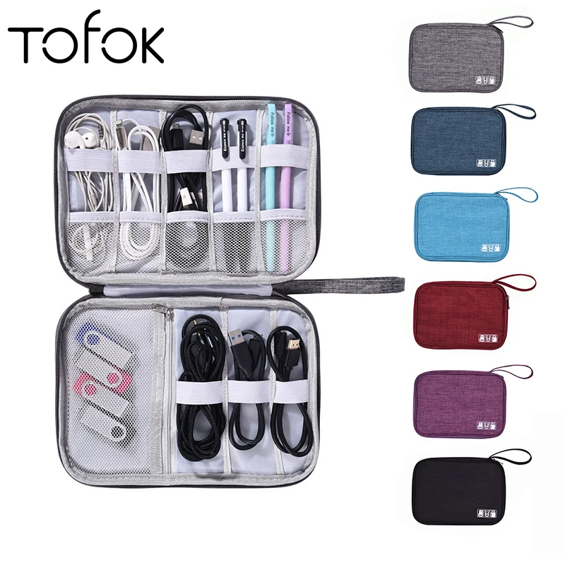 

Tofok Digital Accessories Storage Bags Single Layer Earphone USB Charger Wire Data Cable Portable Office Travel Organizer Pack