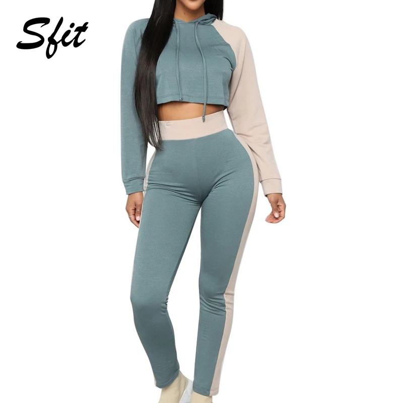 

Sfit Women Tracksuit Sets long sleeve Sweatsuits Outfitst Casual Sweatshirt and Jogging Sweatpants Suit Side Stripe Sport Set