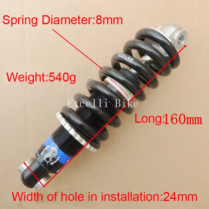 TS 160mm DH Downhill Mountain Bike Rear Spring Adjust Suspension Shock