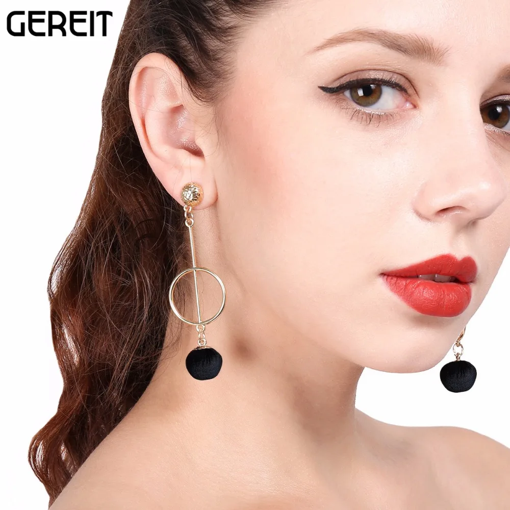 GEREIT Metal Hollow Round Hang Ball Dangle Earrings For Girls Costume