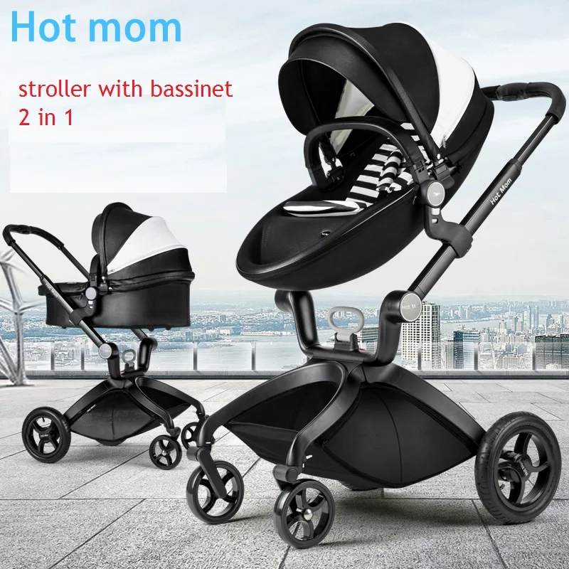 Детская коляска hotmom Deluxe из искусственной кожи с высоким пейзажем европейский