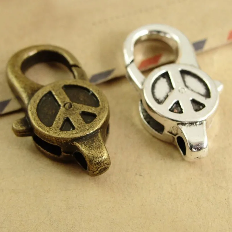14*28MM Retro peace sign lobster clasp claw mobile phone accessories