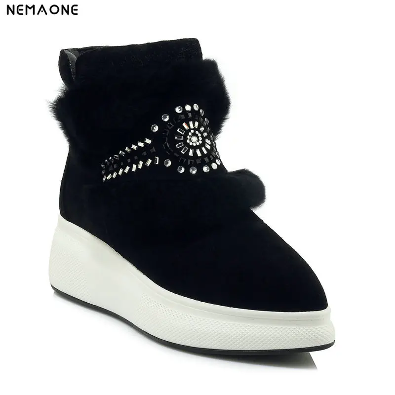 

NemaoNe High-quality Women Snow Boots suede Leather Ankle Boots Warm Winter Boots Woman Shoes