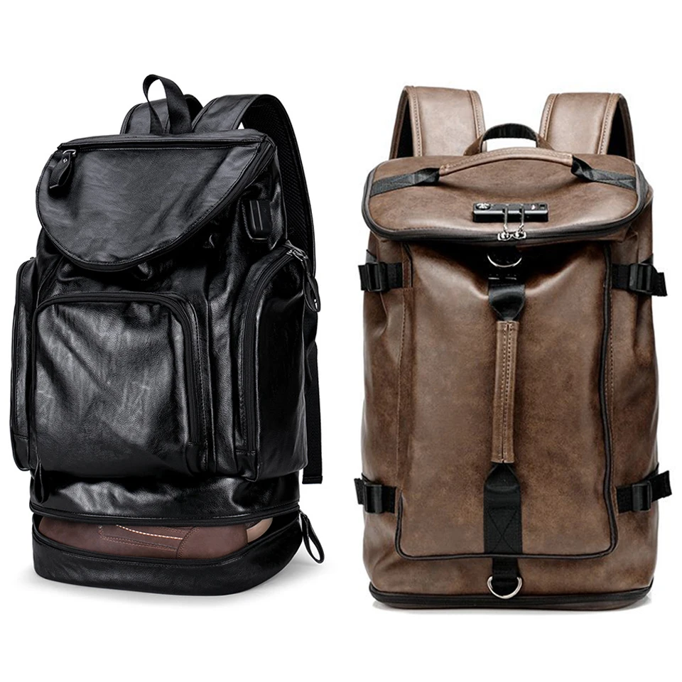 

Anti Theft Backpacks Mens Pu Leather Backpack Male Laptop 17 Inch Back Pack Waterproof USB Charging Bagpack Travel Notebook Bags