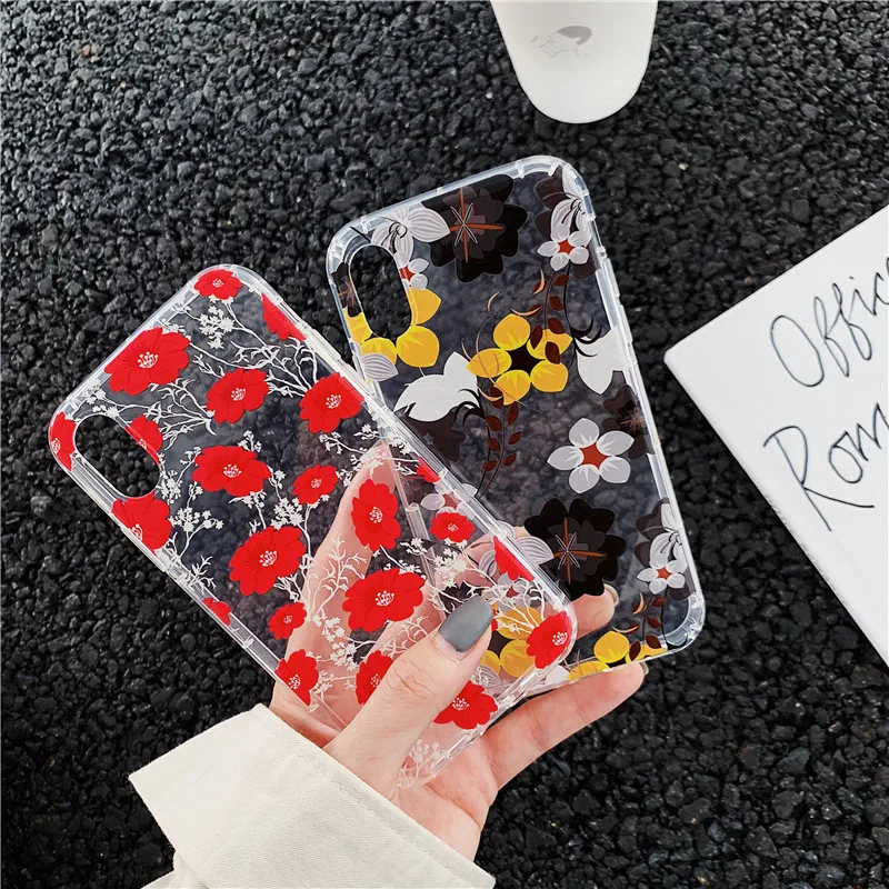

Fresh Flower Phone Case For iPhone 6 6S 7 8 Plus Transparent Silicone Back Cover For iPhone X XR XS Max Phone cases Fundas Coque