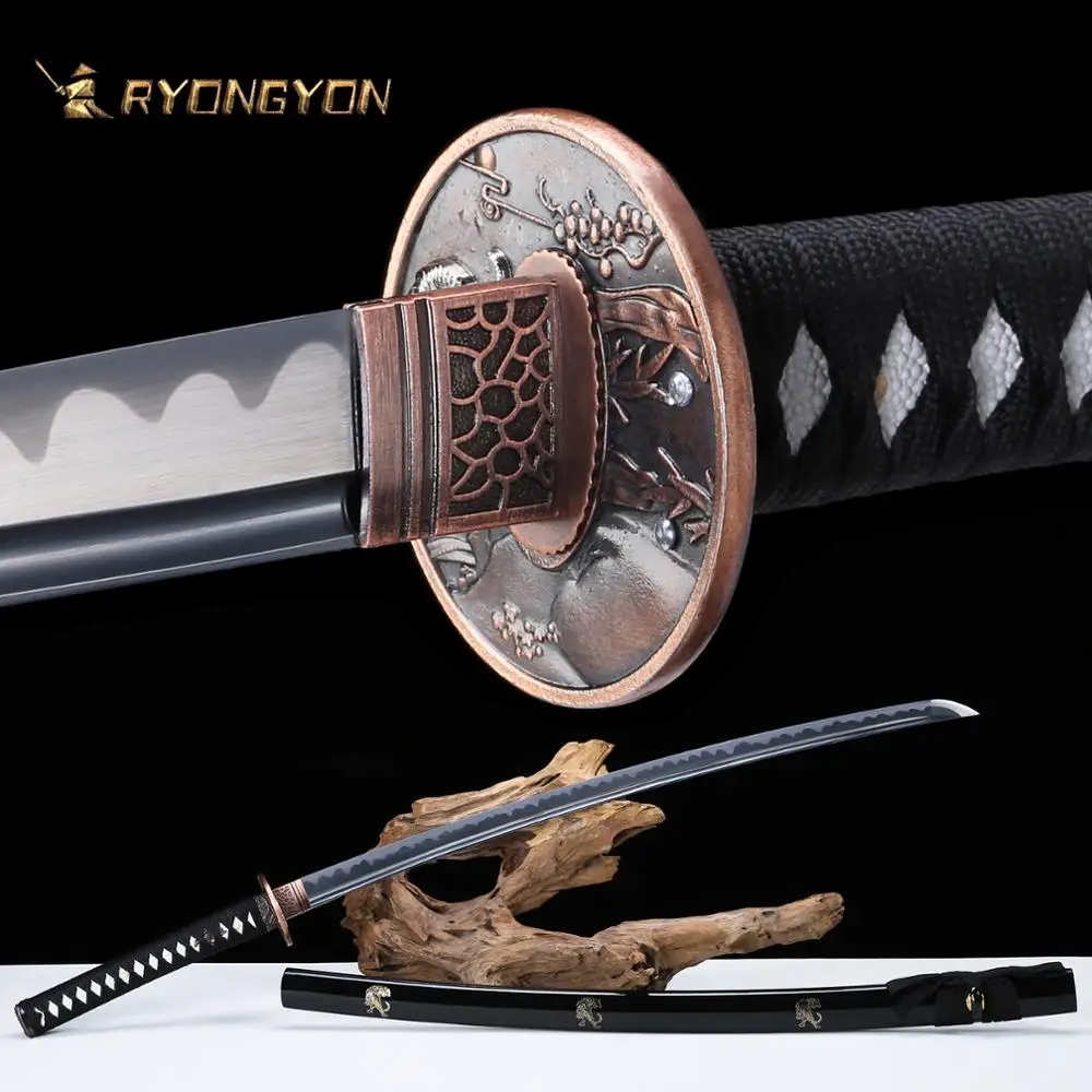 

RYONGYON Handmade Katana Real Sword Sharp Genuine Japanese Samurai Sword Japan Ninja Sword 1095 steel Full Tang Blade 501