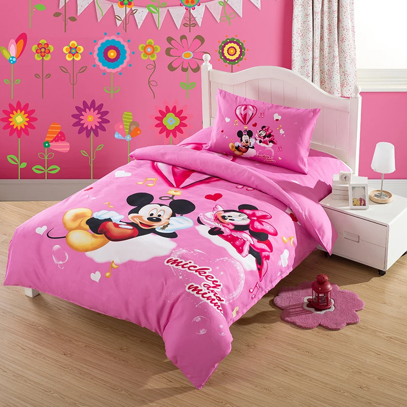 Mickey Y Minnie Edredones Y Colchas Finas De Color Rosa Sabanas