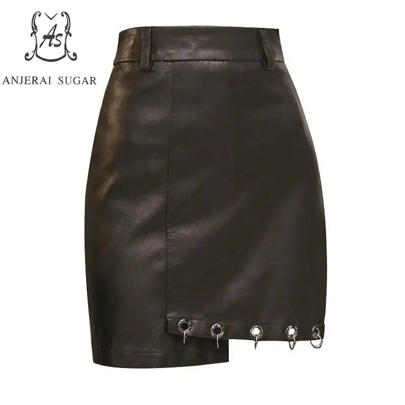 Autumn winter women PU Faux leather skirt black slim sexy