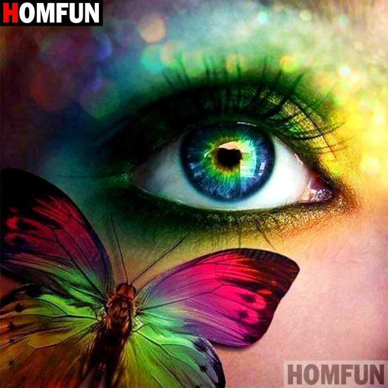 Алмазная 5D картина HOMFUN глаза бабочки для рукоделия вышивка с полными стразами