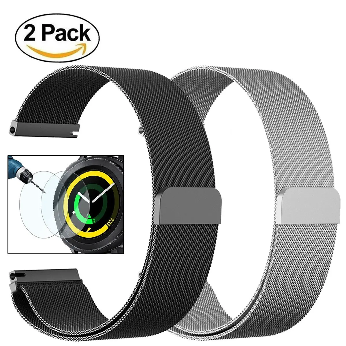 20 мм Универсальная Миланская петля для samsung gear Sport/gear S2/Galaxy Watch 42 мм регулируемый ремешок из нержавеющей стали - Цвет ремешка: black silver