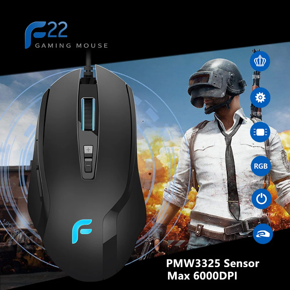 Лучшая игровая мышь PMW3325 6000 dpi программируемая 7 кнопок RGB с подсветкой USB Проводная оптическая мышь геймер для ПК компьютер ноутбук# F22