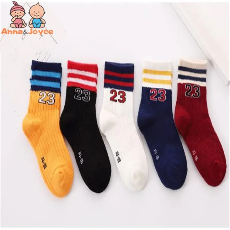 5 пар/лот весенние носки детские повседневные хлопковые модные носки с двумя полосками для мальчиков для девочек универсальные носки для