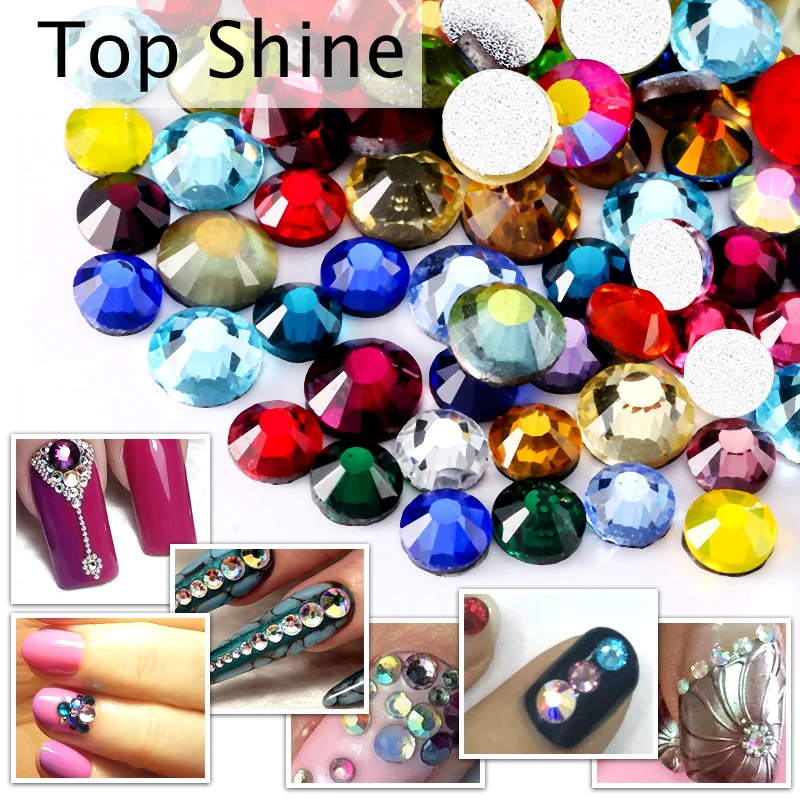 Non Hotfix Mix Sizes & Colors SS4 SS6 SS8 SS10 SS16 SS20 SS30 Rhinestones FlatBack Strass glitter Flatback 800pcs for Nail Art