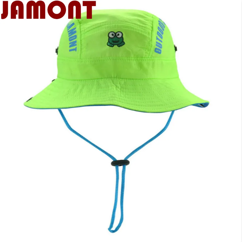 

[JAMONT]cartoon children summer hat kid Quick dry bucket hat wide brim fishing cap for girl boy beach sun panama with string