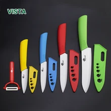 kitchen ceramic knives Set High Quality Black handle white blade 3″ 4″ 5″ 6″ with peeler & sheath cooking Paring knives Sets